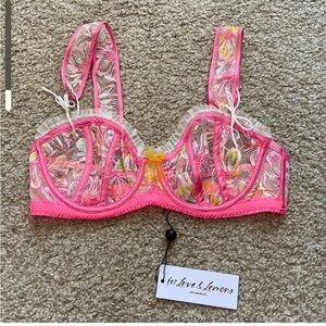 NWT For Love and Lemons Electric Fields Embroidery Underwire Bra
